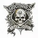 goonies skull never say die tattoo design idea