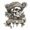 goonies skull never say die tattoo design idea