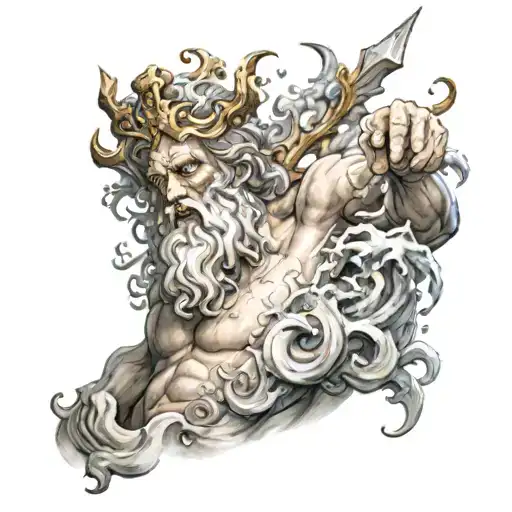 powers of god poseidon tattoo design idea