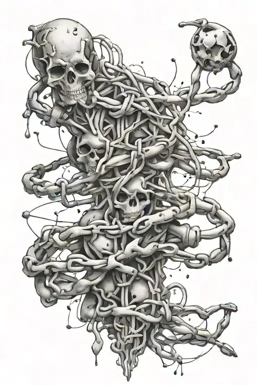  addiction with cocaine molecule intertwined tattoo design idea