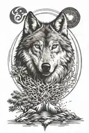 wolf and addiction recovery symbol tattoo design idea