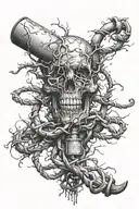  addiction with cocaine molecule intertwined tattoo design idea
