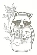 raccoon and oposssum drinking moonshine jar tattoo design idea