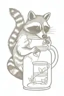 raccoon and oposssum drinking moonshine jar tattoo design idea