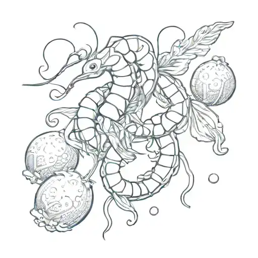 shrimp juggling mandarins tattoo design idea