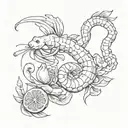 shrimp juggling mandarins tattoo design idea