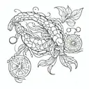 shrimp juggling mandarins tattoo design idea