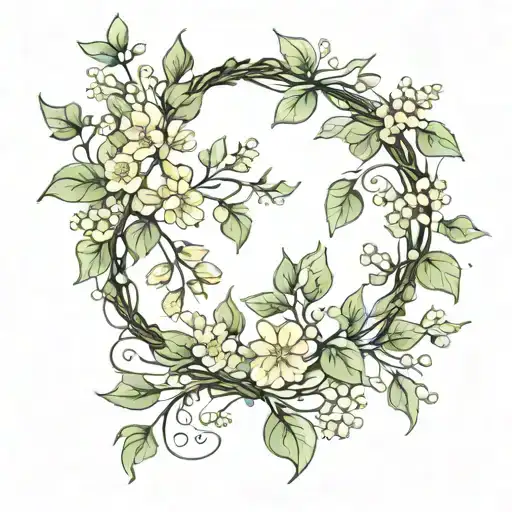 laurel wreath flowery vines sexy tattoo design idea