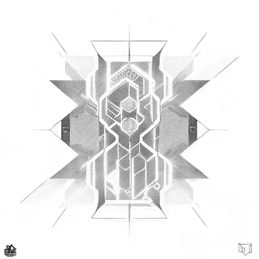 A cyberpunk-inspired tattoo featuring shadowy binary code weaving through a dark night sky tattoo design idea