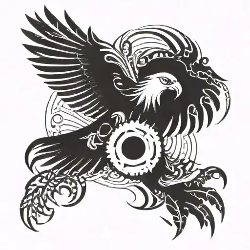 sikh eagle fighting tattoo design idea