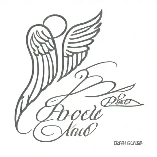 a small angel wing with a death date and an overdose awareness ribbon for my dad  tattoo design idea