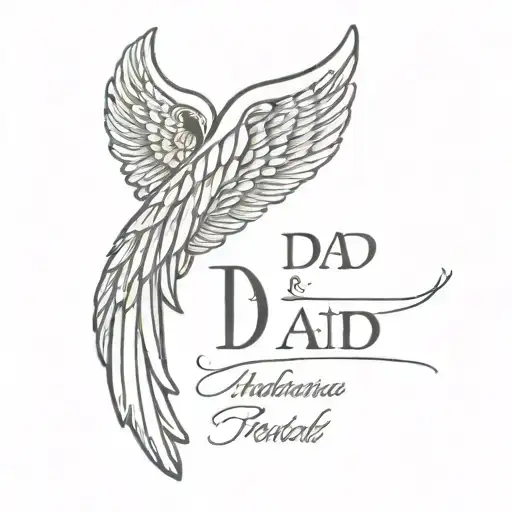 a small angel wing with a death date and an overdose awareness ribbon for my dad  tattoo design idea