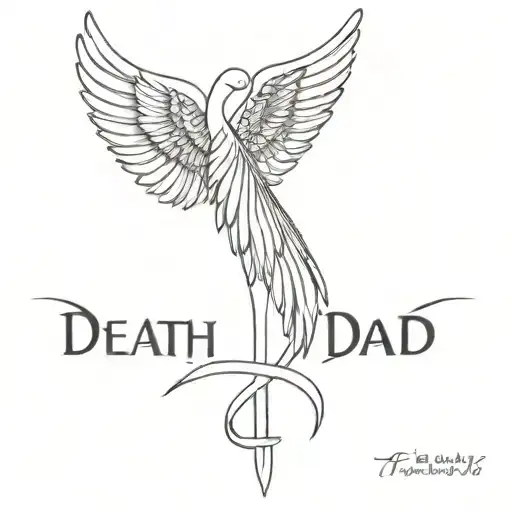 a small angel wing with a death date and an overdose awareness ribbon for my dad  tattoo design idea