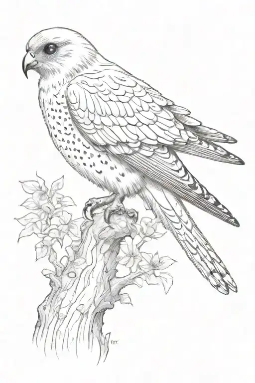 kestrel perched tattoo design idea
