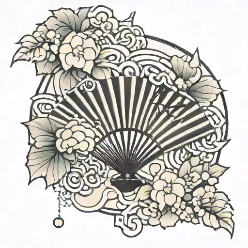 japanese fan tattoo design idea