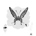 rapper travis scott floating where body is a butterfly tattoo design idea