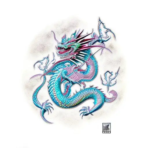 dragon with unique scales tattoo design idea
