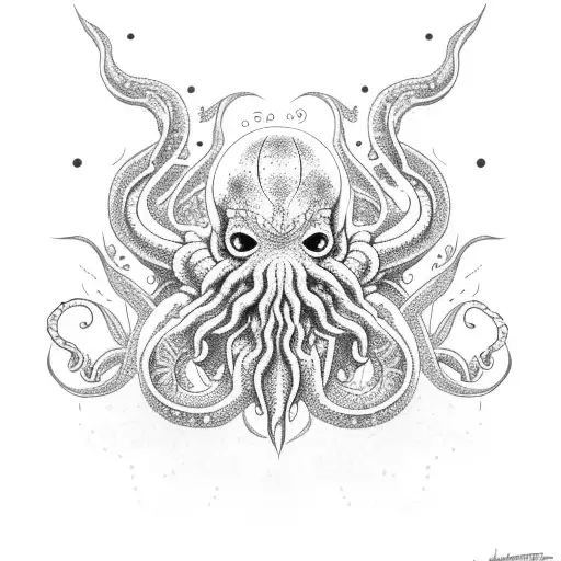 Cosmic Horror Cthulhu with stars tattoo design idea