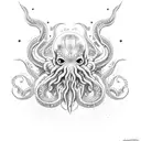 Cosmic Horror Cthulhu with stars tattoo design idea