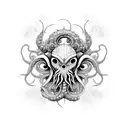 Cosmic Horror Cthulhu with stars tattoo design idea