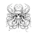 Cosmic Horror Cthulhu with stars tattoo design idea