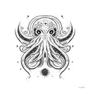 Cosmic Horror Cthulhu with stars tattoo design idea