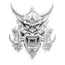 Traditional Oni mask tattoo design idea