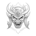 Traditional Oni mask tattoo design idea