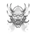 Traditional Oni mask tattoo design idea