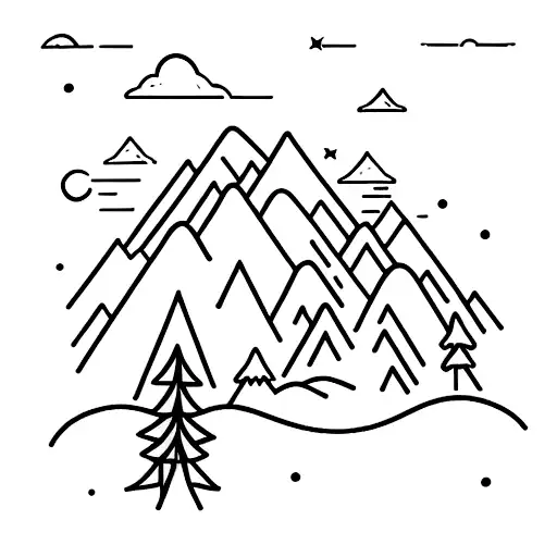 A silhouette of a hiker standing on a mountaintop under a starry sky tattoo design idea