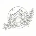 A tattoo design featuring hill and valleys with flowers symbolizing growth and beauty in relationships tattoo design idea