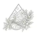 A tattoo design featuring hill and valleys with flowers symbolizing growth and beauty in relationships tattoo design idea