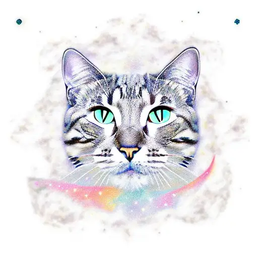 A cosmic cat constellation with Marble Rye's face as a star tattoo design idea