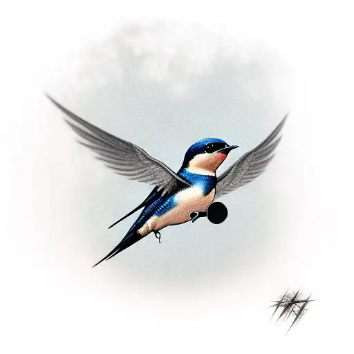swallow bird diving towards headlights on a car tattoo design idea