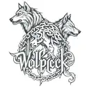 Wolfpack calligraphy letters connected by a chain link  tattoo design idea