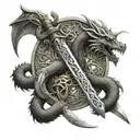 Celtic sword and dragon tattoo design idea