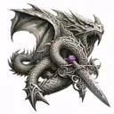 Celtic sword and dragon tattoo design idea