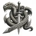 Celtic sword and dragon tattoo design idea