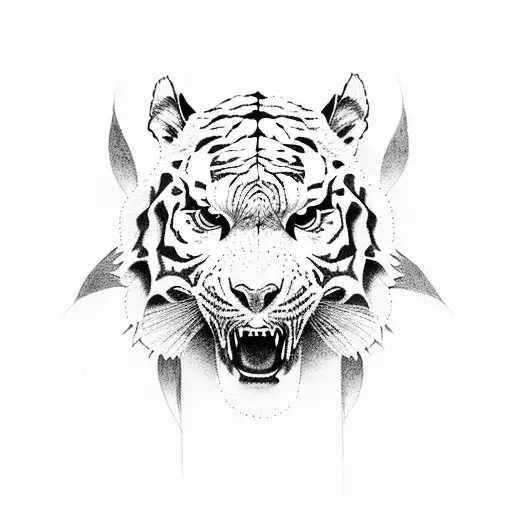 skull white tiger tattoo design idea