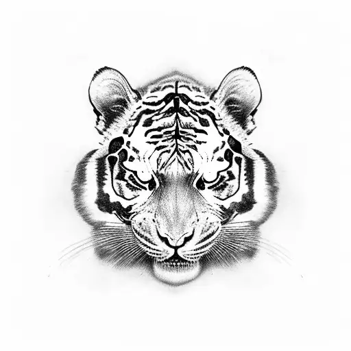 skull whit tiger tattoo design idea