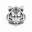 skull whit tiger tattoo design idea