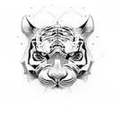 skull whit tiger tattoo design idea