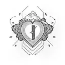 k-12 in bold cursive letters, in a heart with lace surrounding tattoo design idea