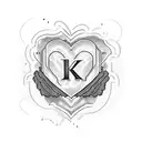 k-12 in bold cursive letters, in a heart with lace surrounding tattoo design idea