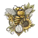 bee, hourglass, sunflower  tattoo design idea
