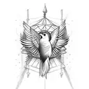 bird escaping bird cage tattoo design idea