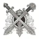 single irish sword with irish crown tattoo design idea