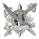 single irish sword with irish crown tattoo design idea