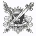 single irish sword with irish crown tattoo design idea