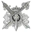 single irish sword with irish crown tattoo design idea